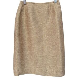 Ann Taylor 4P Gold Metallic Pencil Skirt Petite Holiday Career